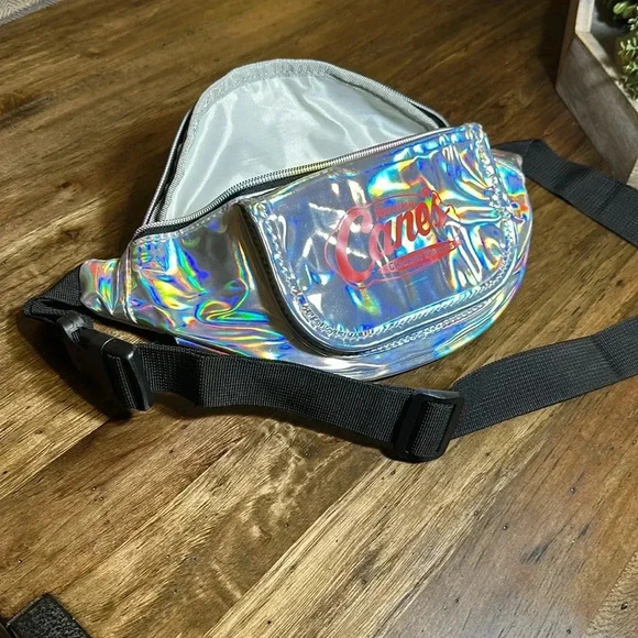 Raising Canes Metallic Fanny/Shoulder Pack Bag Zippered Pouch Adjustable Unisex - Picture 1 of 10
